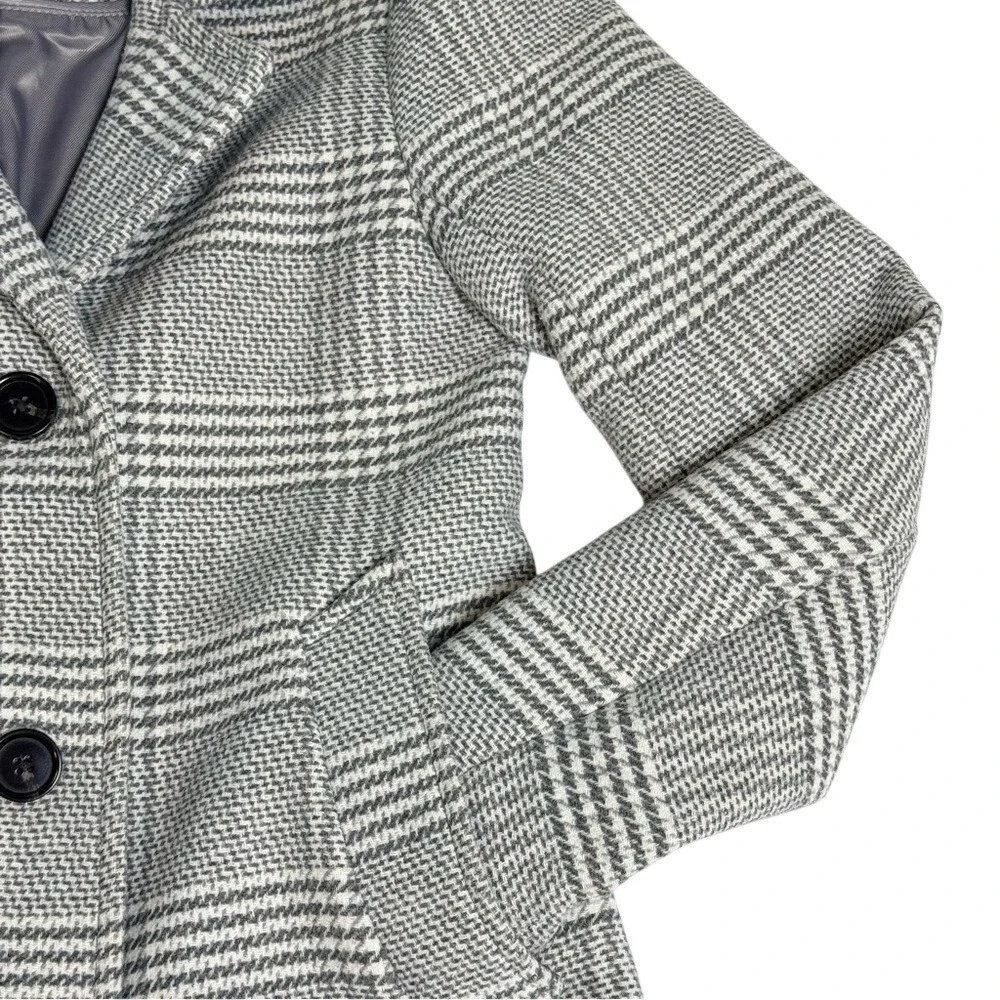 The A&F Dad Coat Plaid Wool Blend Overcoat Women's Size XXSP‎ Gray Classic